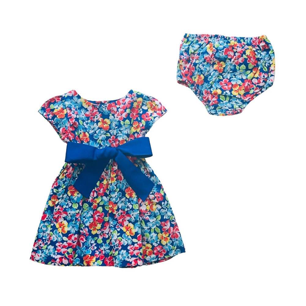 NEW RALPH LAUREN girl's flare dress in blue multi